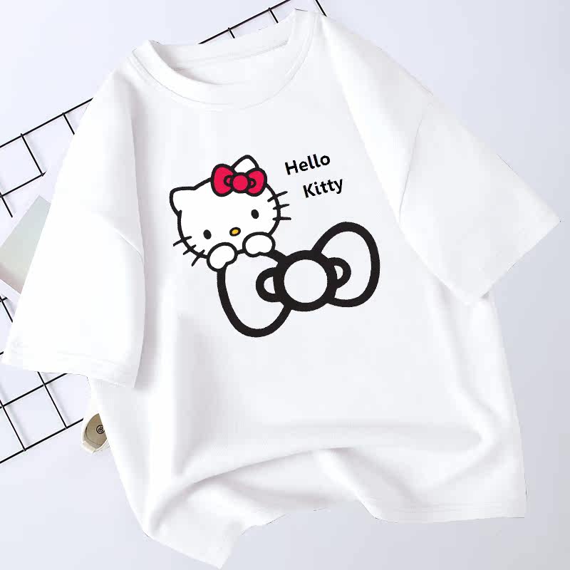 2026 Hello Ktty Summer Women Cotton Short Sleeved Tshirt Cute Clothing Stylish Clothing Versatile Daily Wear S