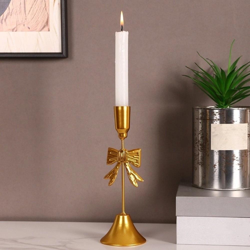 Vintage Bowknot Candle Holders Electroplated Candlestick Holder Candle Stands  Wedding Decor