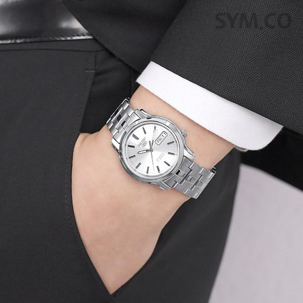 Seiko 5 Automatisk sølv metallklokke for menn