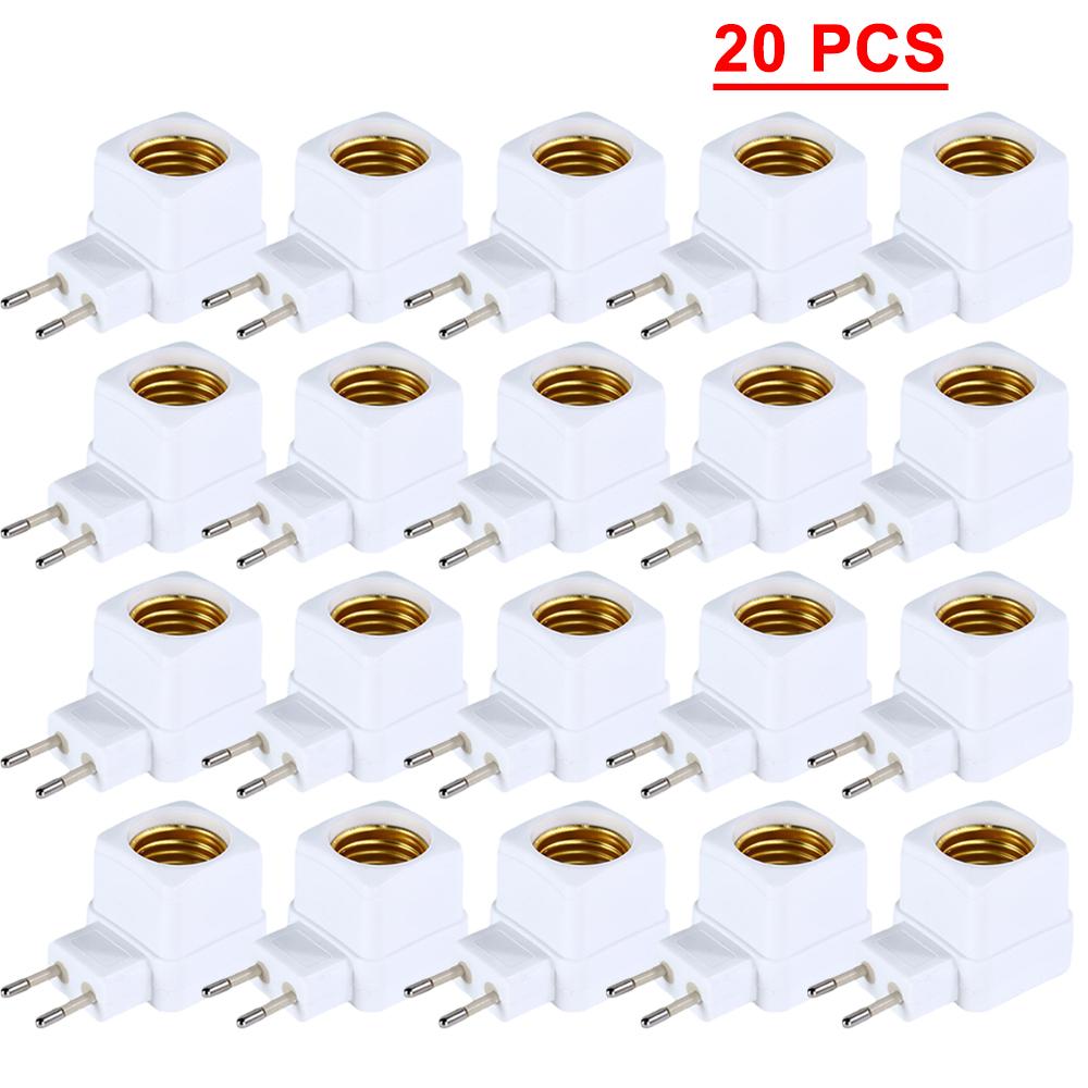 1 Pcs 5/10/20 PCS E27 LED Light Lamp Bulbs Socket Base Holder EU Plug Adapter ON/OFF Switch White