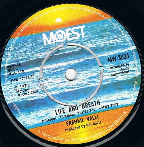 

7inch Record FRANKIE VALLI - Life And Breath MW3034 Mowest 1976 UK Soul/Funk Used