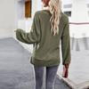 Women Autumn Winter Long Sleeve V Neck Solid Color Knit Top Sweater