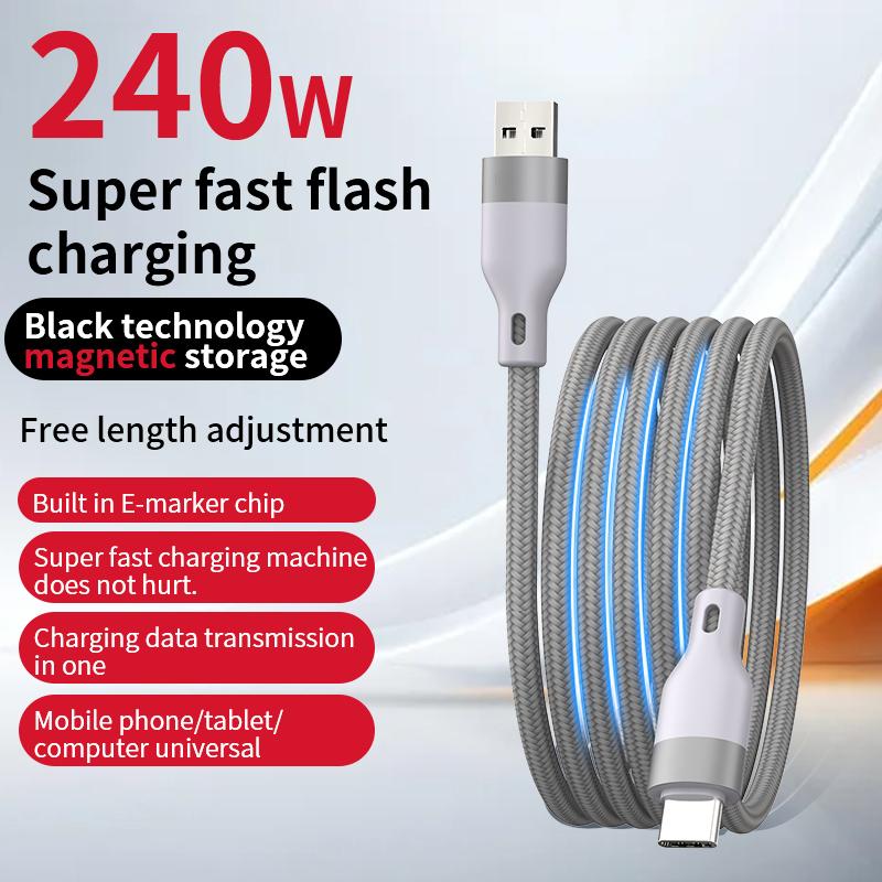 Factory 5A Fast Charging Type C Charger Cable Nylon Jacketed Magnetic Mobile Phone Data Cable