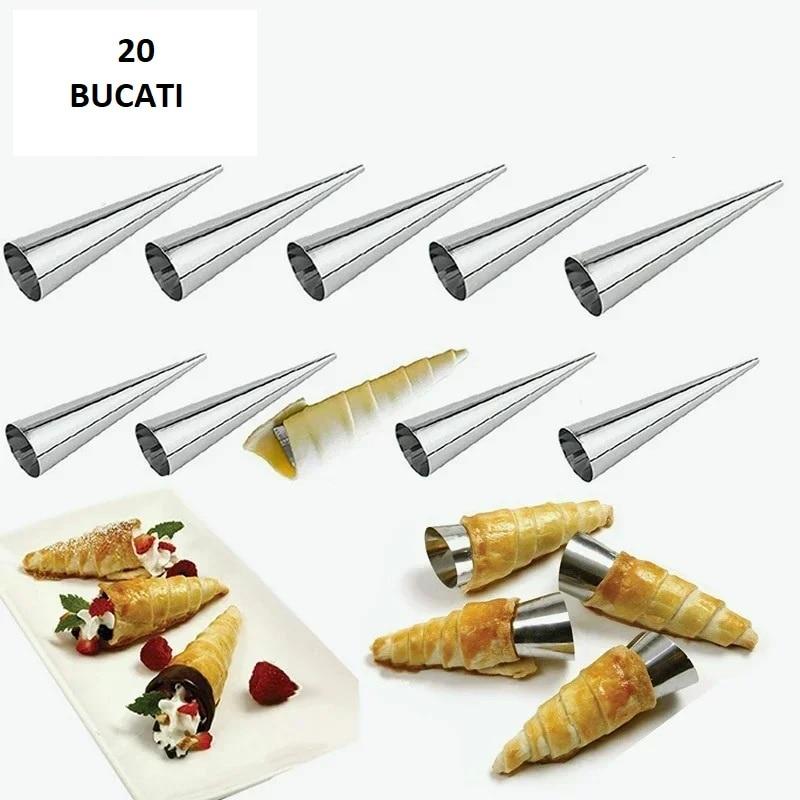 20 Pack Cone Shape Roller Molds 12cm Mini Ice Cream Cone Mold Non-Stick Stainless Steel Pastry Tool