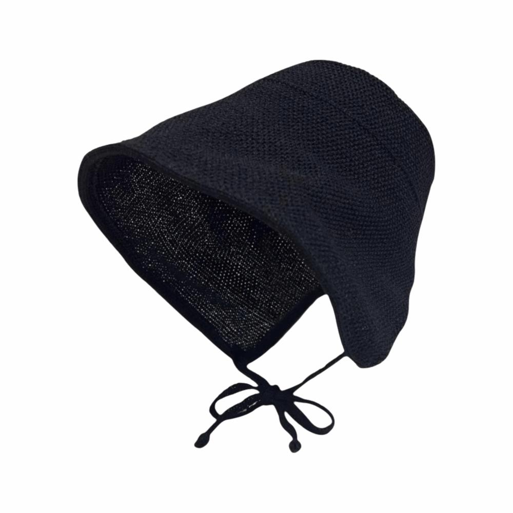 Шляпа с завязками для защиты от солнца Геометрический узор Широкополая шляпа-клош Для улицы Летняя чёрный