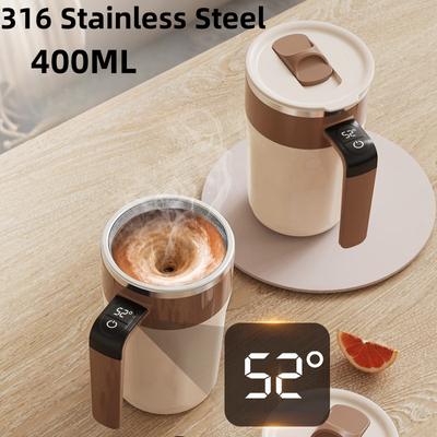 Tasse mélangeuse intelligente 400ML Affichage LED de la température Tasse à café Acier inoxydable 316 Température magnétique Lait Café Mug auto-mélangeur