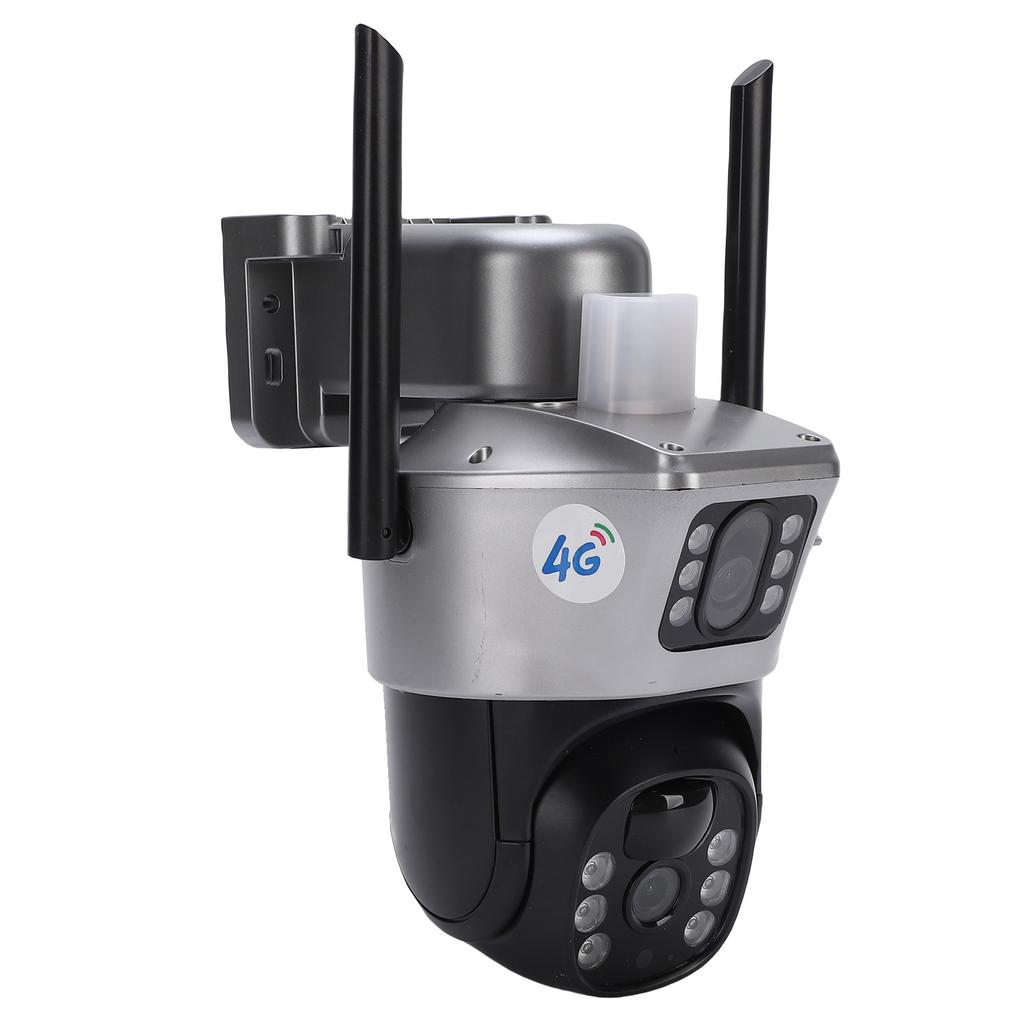 4G Security Camera with Solar Panel Dual Lens 4MP HD Motion Detection Water Proof Wireless PTZ Security Camera for