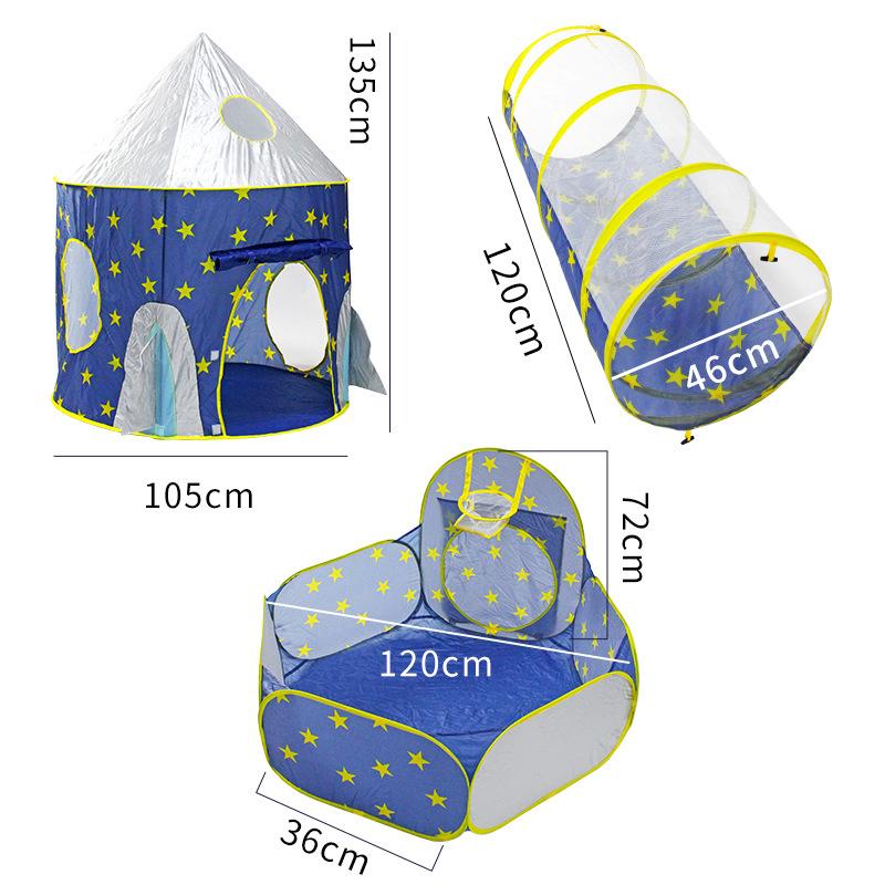 3 In 1 Tunnel Spaceship Tent House Play Toys Foldable Children Crawling Portable Ocean Pool Houses Toy Tents Photography Props