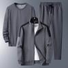 Men's Loose Fit Fleece-Lined Sports Suit - Spring/Autumn Dad's Casual Jacket & Three-Piece Set for Middle-aged & Elderly