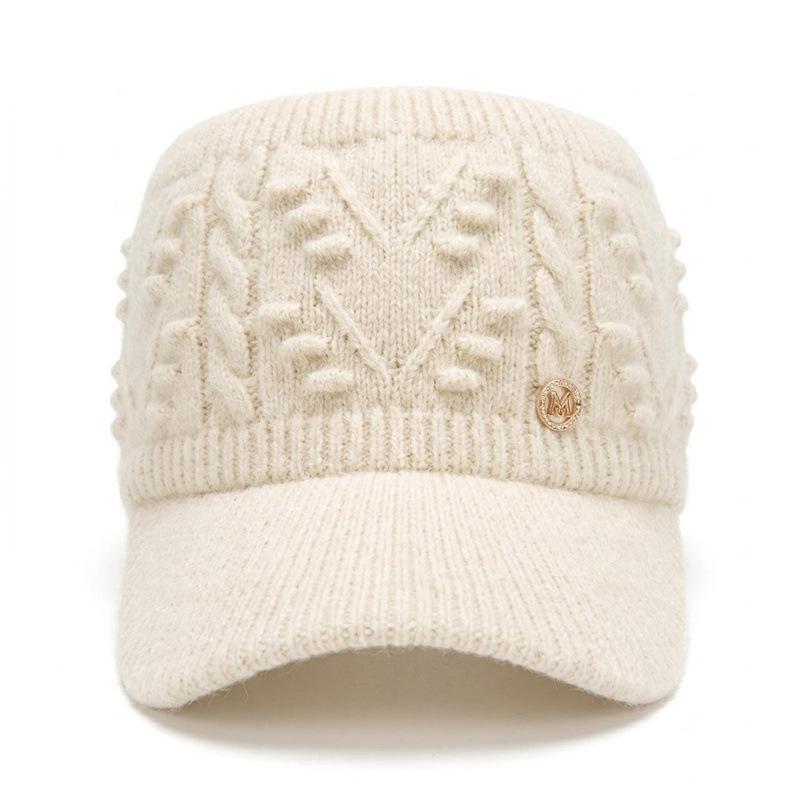 Autumn and Winter Versatile Warm Empty Top Hat Thickened Ponytail Cold Protection Ear Protection Knitted Hat Hat Women's Fashion Cap