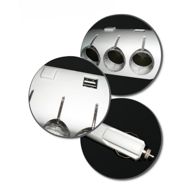 Car Cigarette Lighter One To Three Power Distributor, 60W Multifunctional Car Charger Dual USB Car Phone Charger Usb Hub