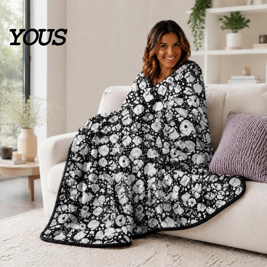 Interaktive Familiermalspiele DIY Maldecke, Cartoon-Muster Druck Weiche Polyester-Decke, DIY-Decke für Kinder Kreative Kunstprojekte Erwachsene