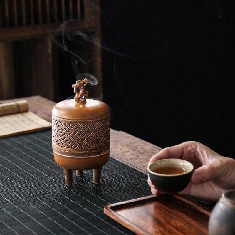 Ceramic Incense Burner Antique Style Indoor Coil Incense Burner Chinese Style Ancient Home Decoration Ornament