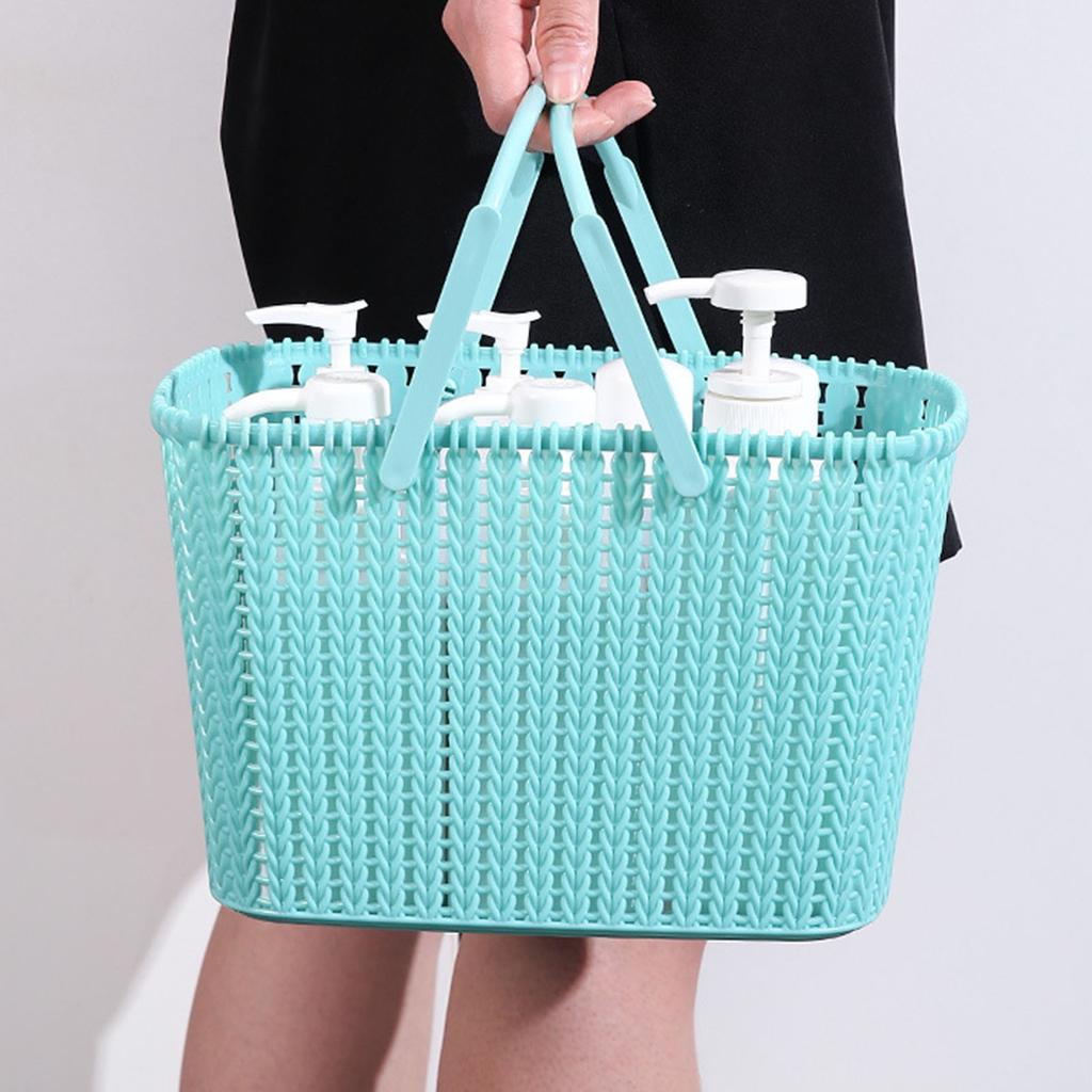 Shower Caddy Bin Strong Plastic Large Opening Smoothing Handle Draining Holes Shower Basket for