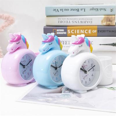 Christmas Unicorn Kids Alarm Clock Cute Desk Clock with Pen Holder Brush Pot Home Decoration Kids Gifts Brithday Xmas