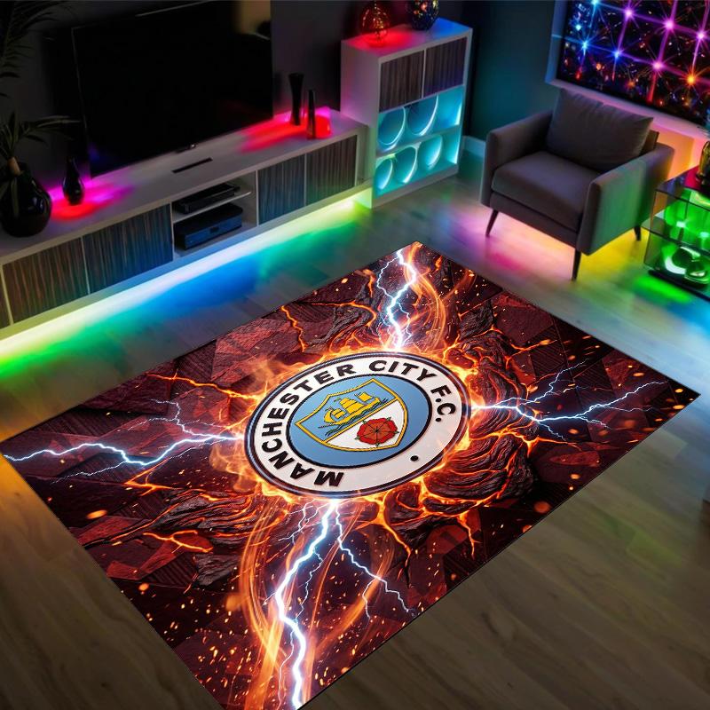 Manchester City Design Crystal Velvet Carpet Cozy Non?Slip Printed Rug For Bedroom Living Room Entrance