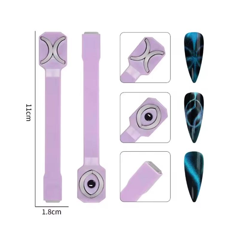 1Pcs 3-In-1 Heart Shape Cat Eye Nail Art Magnet Double Line Moon Snake Pattern French Nail Magnetic Pen Gel Polish Manicure Tool