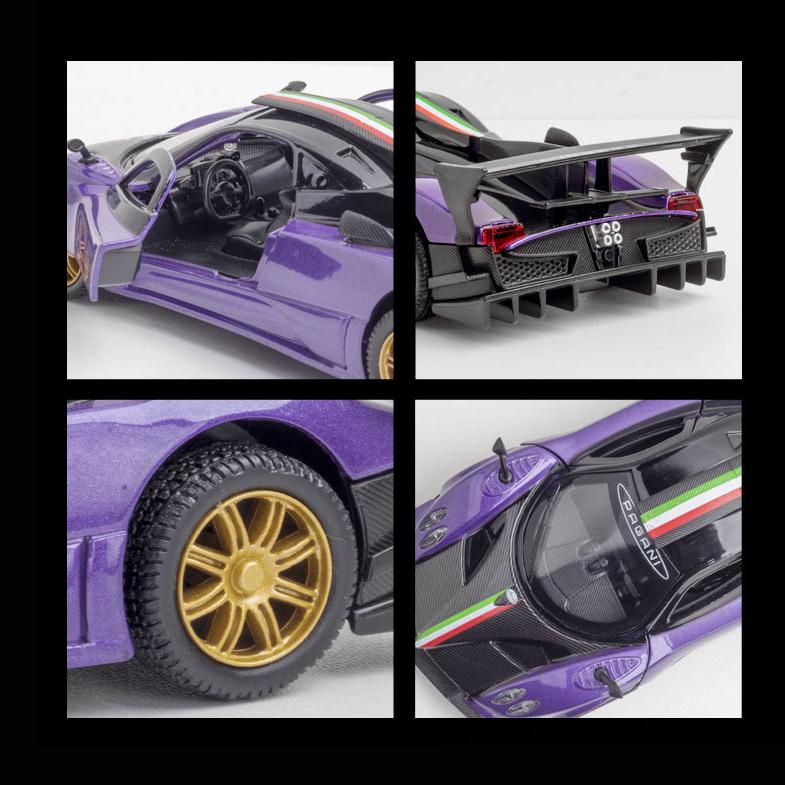 1:32 Scale Diecast Car Pagani Zonda Revolution Super Sport Car Metal Model, With Light Sound Pull Back Vehicle Toys Collection