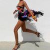 Abiti da Donna Primavera Senza Maniche con Stampa Floreale Nappa Senza Spalline Estivi Casual Slim alla Caviglia Senza Schiena Elastici a Vita Alta con Spacco