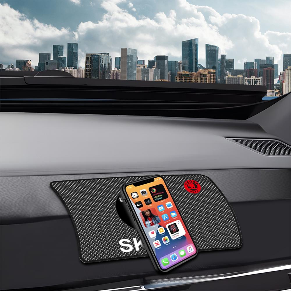 Car Anti-Slip Grip Pad Storage Mat Dashboard Phone Holder Accessory For Skoda Kodiaq Fabia Kamiq Karoq Octavia A5 A7 Rapid Scala xknp33