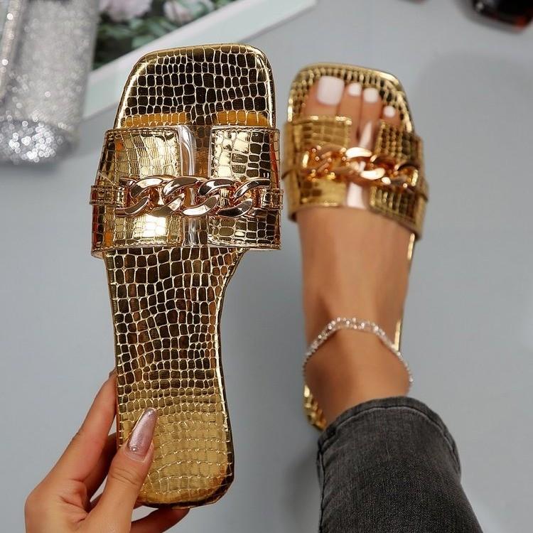 

Fashion Women Slippers 2025 New Summer Fashion Flats Sandals Luxury Outdoor Beach Slippers Trend Women s Shoes Slides Women Flip Flops 40 золотий