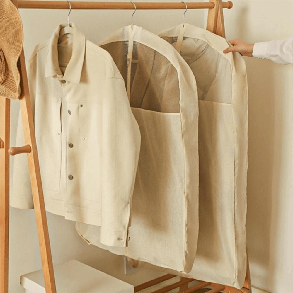 Cotton Linen Clothes Dust Cover Visible Suit Coat Dress Cover Suit Cover Storage Bag Women