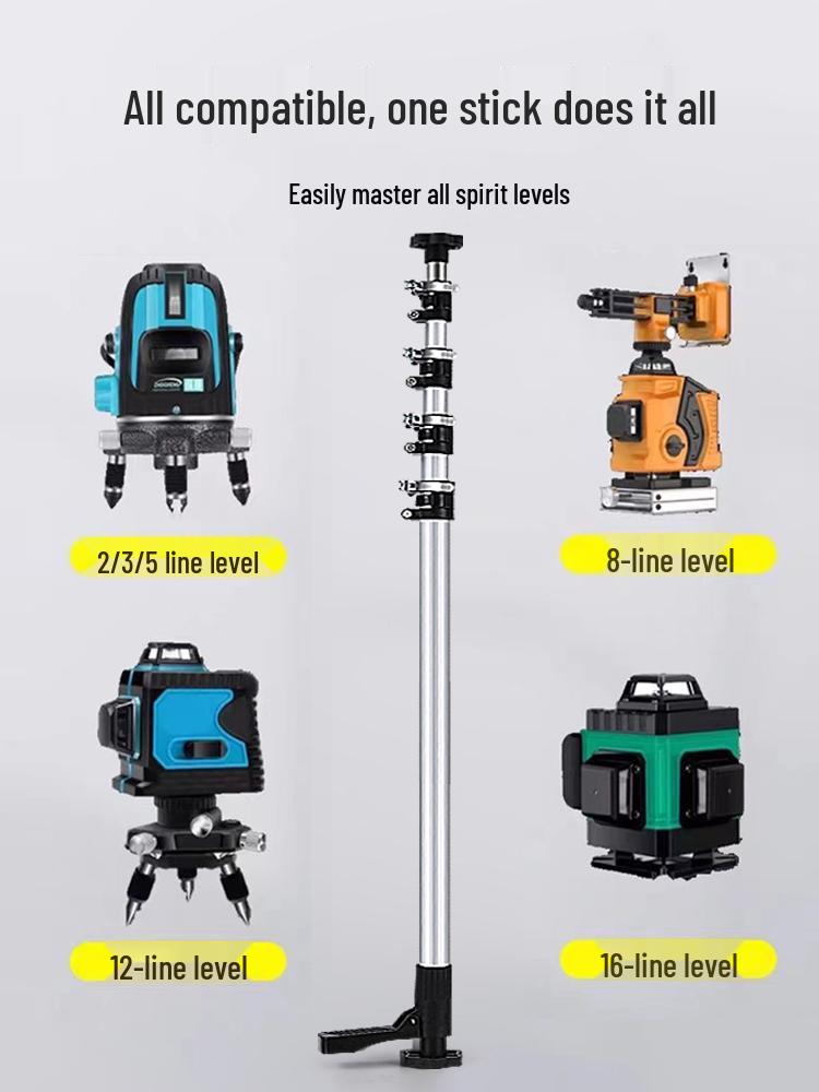 Telescopic Rod for Ceiling Support with Spirit Level and Infrared Bracket