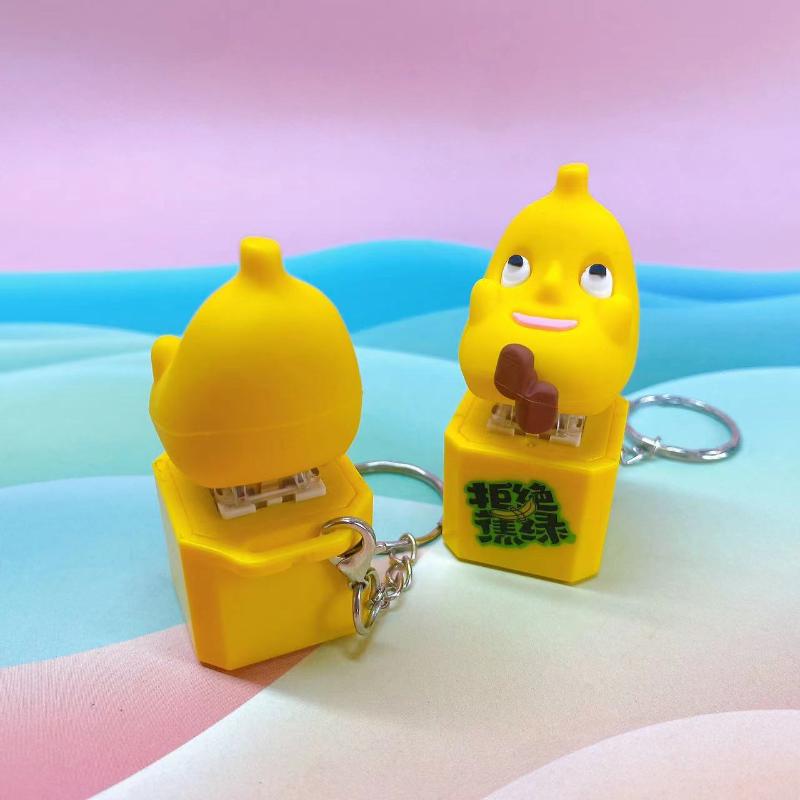 Cartoon Banana Keyboard Clicker Fidget Toys Led Keycap Keychain Stress Relief Fingertip Gadget Decompression Toys