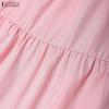 ZANZEA Women Casual Round Neck Elegant Lace Patchwork Short Sleeve Long Dress