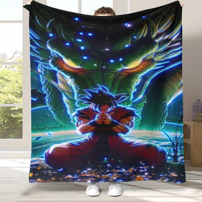 Anime D-Dragon Ball Game Cartoon Flannel Blanket,Ultra Soft Warm Plush Throw for Home Bedroom Bed Sofa Cover Office Camping