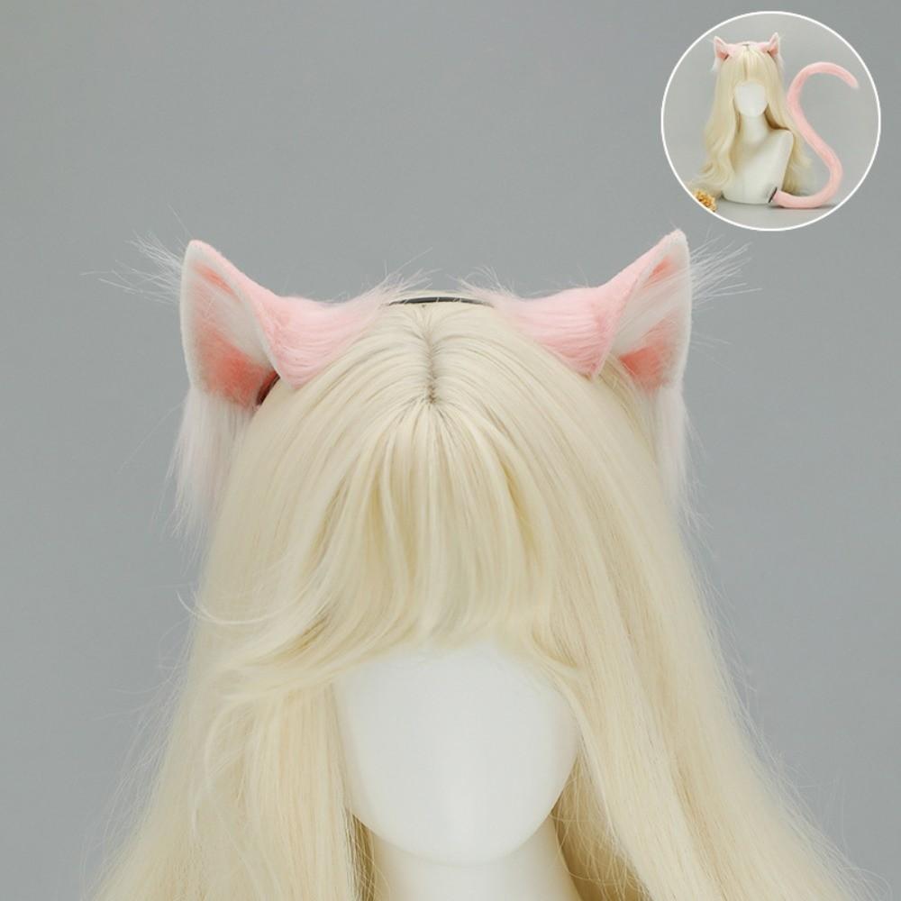 Realistic Cat Ear Headband Handmade Simulation Animal Ears New Cat Tail Set Headwear