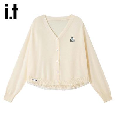 Izzue Women's V-Neck Fringe Knit Cardigan