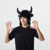Funny Plush Hat With EarFlaps Bull Horn For Winter Outdoor Activity Cold Weather Head Protectors Halloween Headpiece