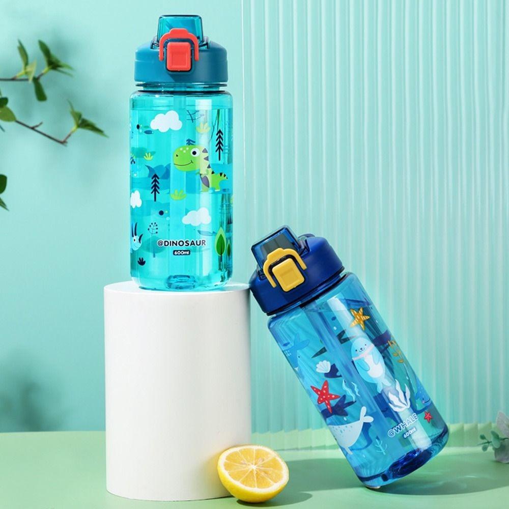 600ml Kids Water Cup With Silicone Straw Water Sippy Cup New Water Bottle  For Kids