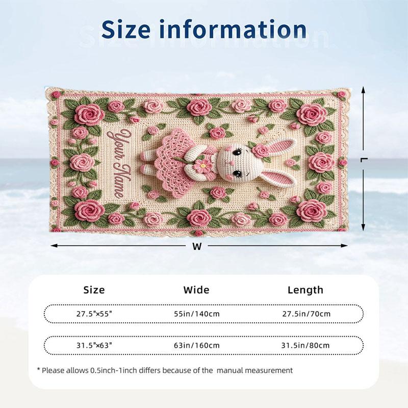 Easter Bunny Theme Beach Towel Personalized Custom Name & Text Soft Quick Dry Beach Towel for Swimming Travel