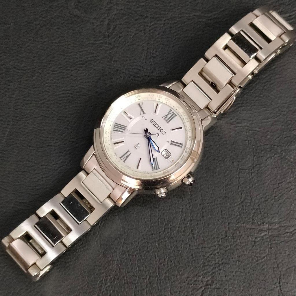 [USED] Seiko Seiko Lucia White Blue Silver Solar Watch