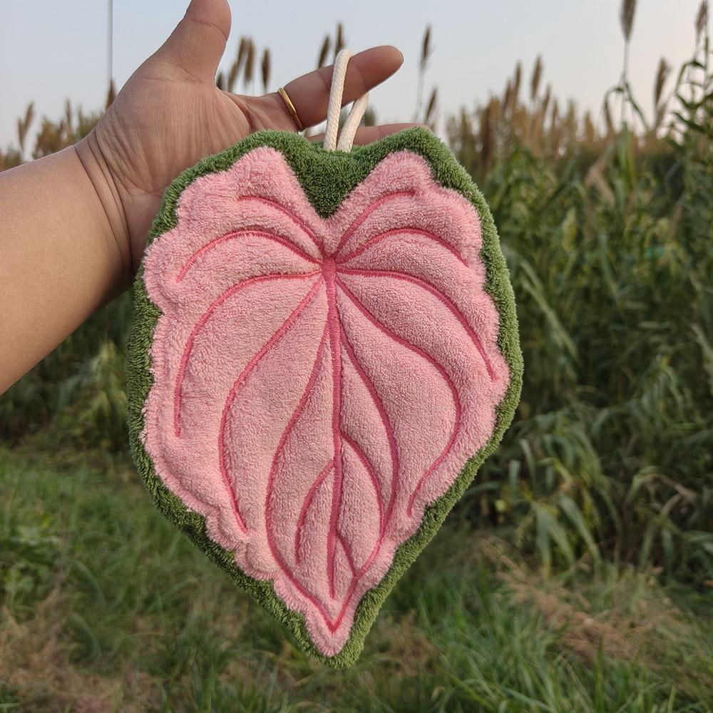 Plant Leaf Hanging Hand Towel for Kitchen and Bathroom