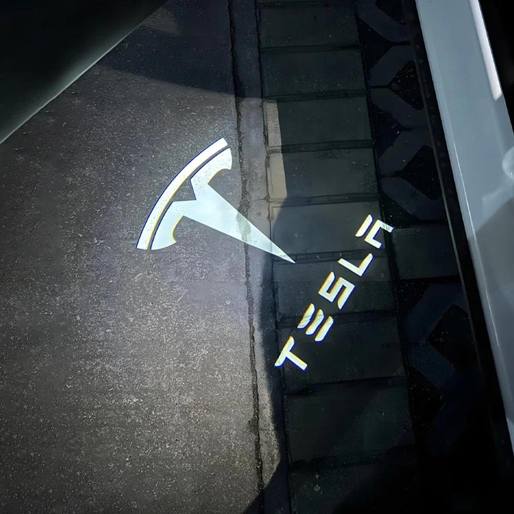 Car Sticker 2025 Hot 2PCS For Tesla Model 3 Model S Model X Car Welcome light HD Auto Door Projector Lamps