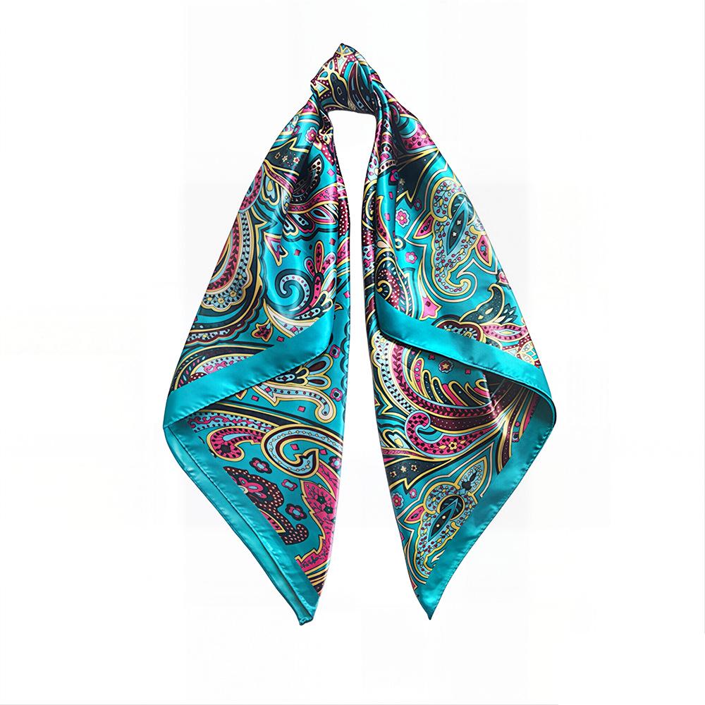 90cm Women s Paisley Color Block Cashew Silk Scarf