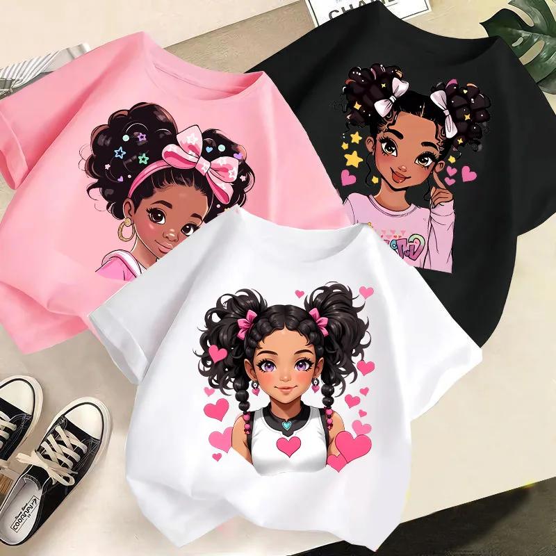 New Children Cute Girl Cartoon Printed Tshirt Girls Short Sleeve New Fashion Summer Childrens Wear Creative Clothing