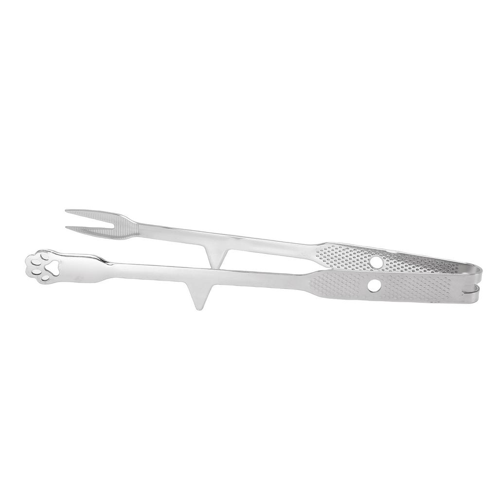 Kitchen Tong with Tip 316 Stainless Steel Anti Slip BBQ Grill Tong with Fork for Steak Meat Vegetables Cooking Serving