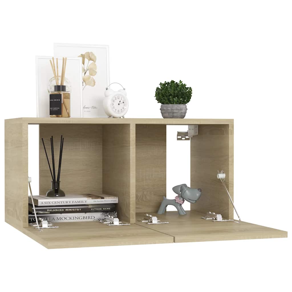 Vidaxl Szafki Wiszące Pod Tv 3 Szt., Dąb Sonoma, 60X30X30 Cm