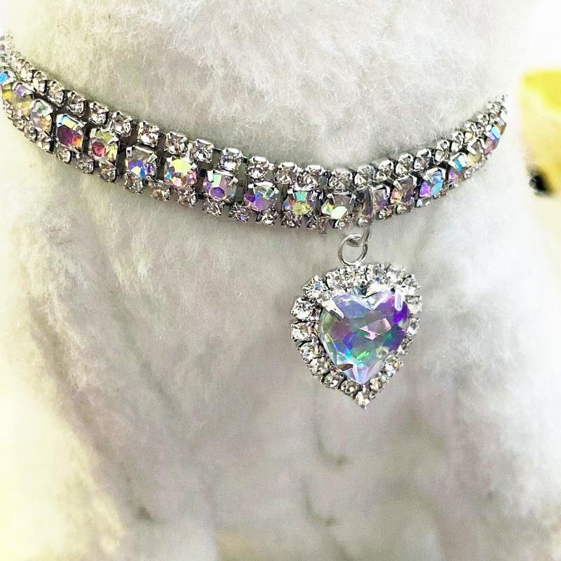 Herzförmig Tränenförmig Diamant Katzenhalsband Luxus Haustier Hals Dekorative Produkte Niedlich Bling Hund Kristall Anhänger Diamant Halsband