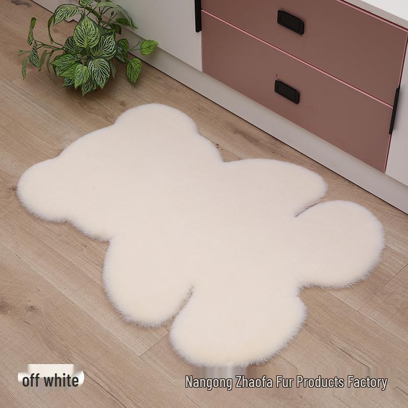 Inspired Faux Rabbit Fur Bear Rug - Plush Decorative Rug for Bedroom or Kids’ Room