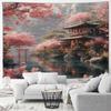 Cherry Blossom Mountain Wall Tapestry Japanese Art Print Boho Decor For Bedroom Living Room Zen Theme Home Interior Hanging