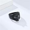 Nordic Retro Celtic Wolf Head Men's Open Ring in Thai Silver