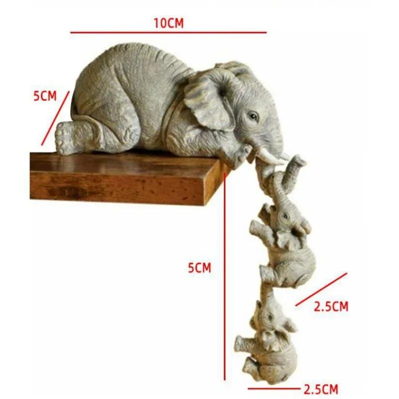 3Pcs/Set Cute Elephant Figurines Elephant Holding Baby Elephant Resin Crafts Home Furnishing Gift