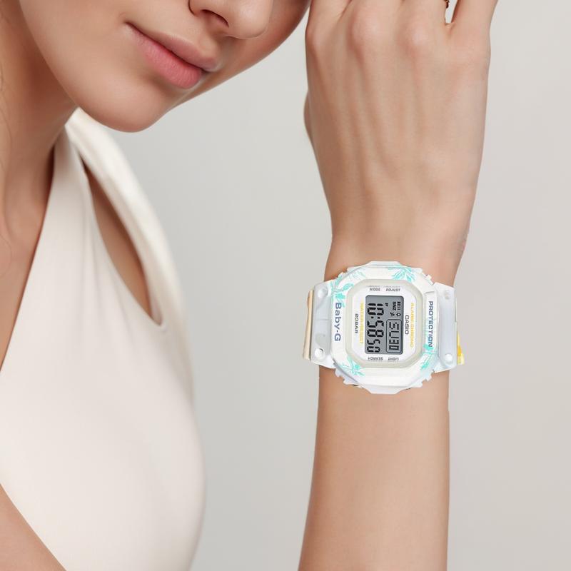 Casio BABY-G Summer Flowers West Coast Beach Trend Fashion Vitality Bright Color Ice Cream Small Square LCD Display Quartz Resin Watch BGD-560CF-7
