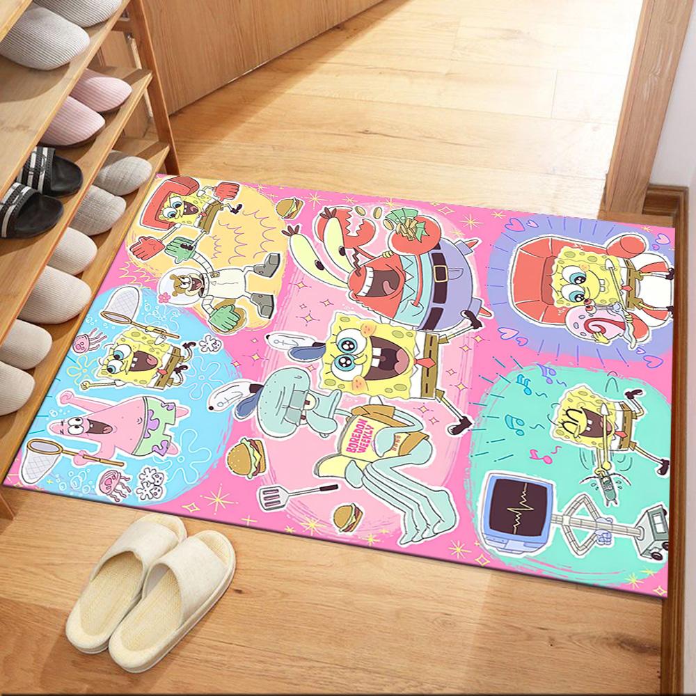 Spongebob's Colorful Friends Square Rugs Are a Great Choice for Living Rooms, Bedrooms, Home Décor, and As Gifts.