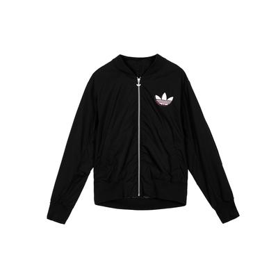 Originale Unifarbene Buchstabenlogo Reißverschluss Kapuzen-Sportjacke Damenjacken Schwarz HH9451